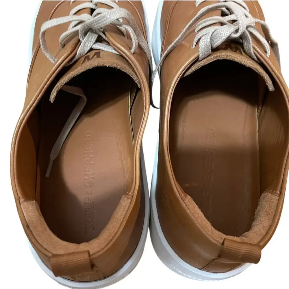 Wolf & Shepherd Cruise Derby Honey Leather Sneakers Mens 8 Portugal W&S‎ Brown